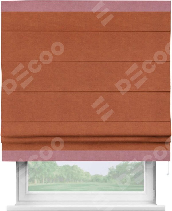 Римская штора «Кортин» с кантом Горизонт, для проема, ткань вельвет терракотовый