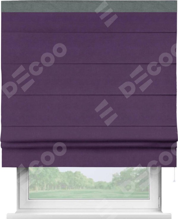 Римская штора «Кортин» с кантом Кинг, для проема, ткань вельвет темно-фиолетовый