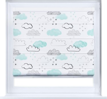 Римская штора «Кортин» кассетная «Облака и звёзды»