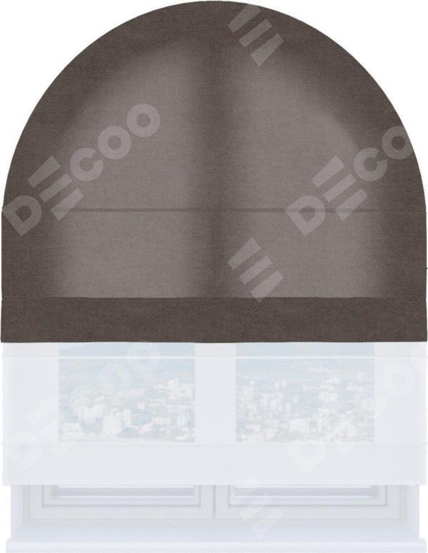 Римская штора «Кортин» день-ночь для арочного проёма, ткань вельвет коричневый