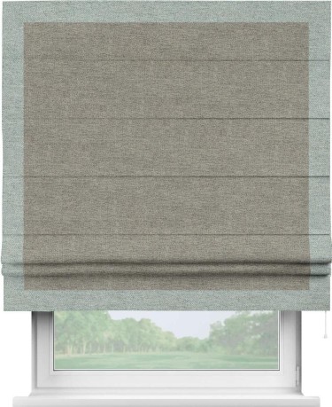 Римская штора «Кортин» с кантом Чесс, для проема, ткань стиф димаут серо-коричневый