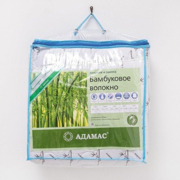 Одеяло всесезонное Адамас "Бамбук", размер 140х205 ± 5 см, 300гр/м2, чехол тик, цвет микс