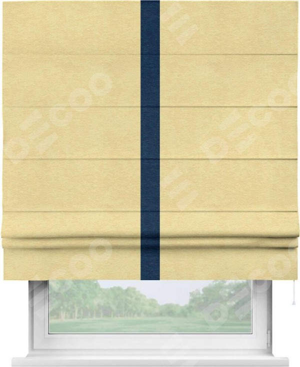 Римская штора «Кортин» с кантом Хайвэй, для проема, ткань софт однотонный золотой