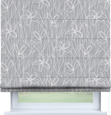 Римская штора «Кортин» для проема «Нарисованные цветы»