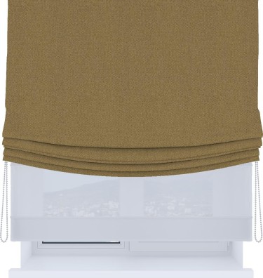 Римская штора «Кортин», день-ночь с мягкими складками, лён димаут оливковый