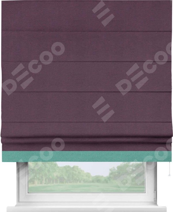 Римская штора «Кортин» с кантом Джестер, для проема, ткань лён димаут, фиолетовый