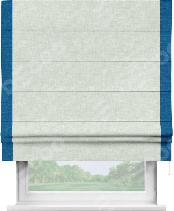 Римская штора «Кортин» для проёма, лён топлёное молоко, с кантом Стрим Дуо