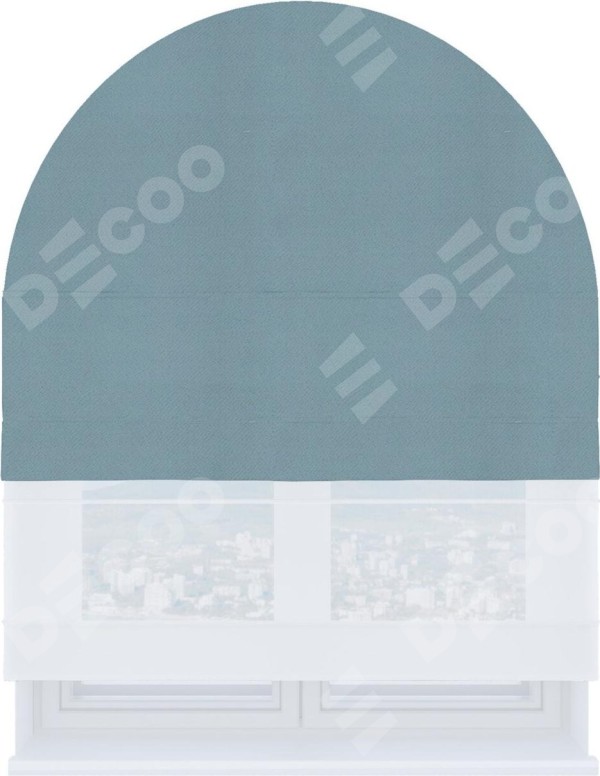 Римская штора «Кортин» день-ночь для арочного проёма, ткань блэкаут однотонный серо-голубой