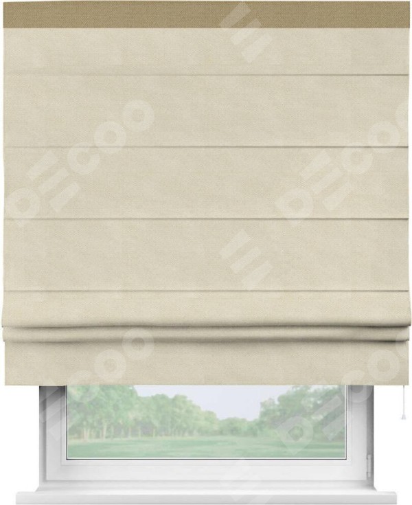 Римская штора «Кортин» с кантом Кинг, для проема, ткань лён димаут, бежевый