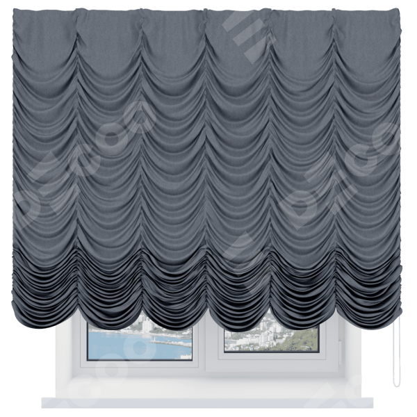 Французская штора «Кортин», софт однотонный серый