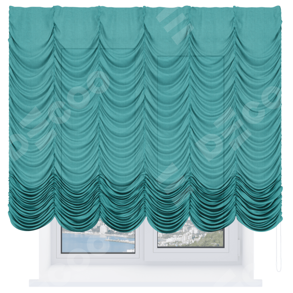 Французская штора «Кортин», лён изумрудный