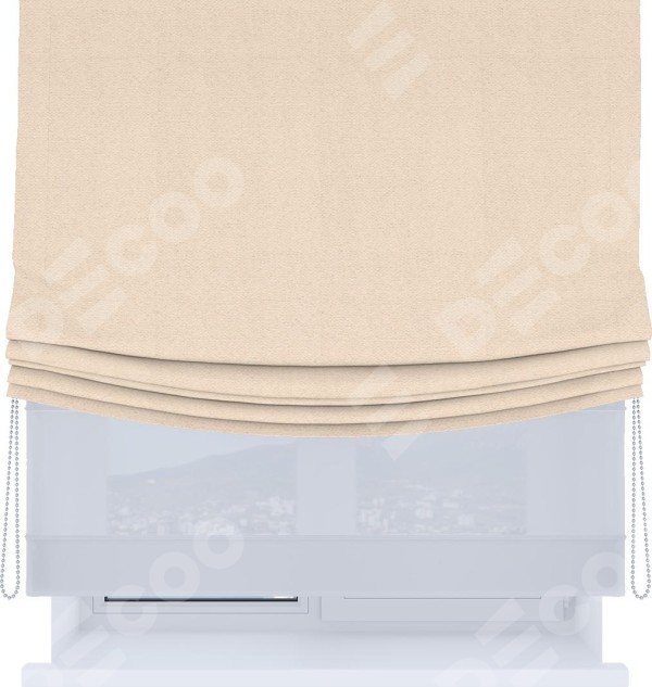 Римская штора «Кортин», день-ночь с мягкими складками, блэкаут с блеском розовая пудра