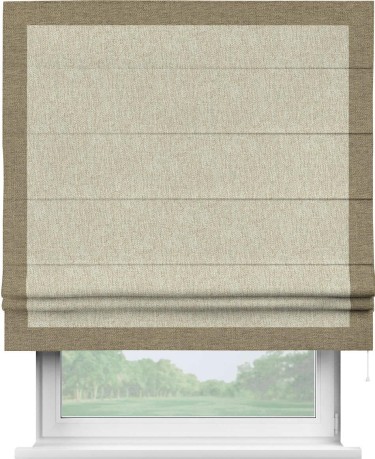 Римская штора «Кортин» с кантом Чесс, для проема, ткань стиф димаут светло-бежевый
