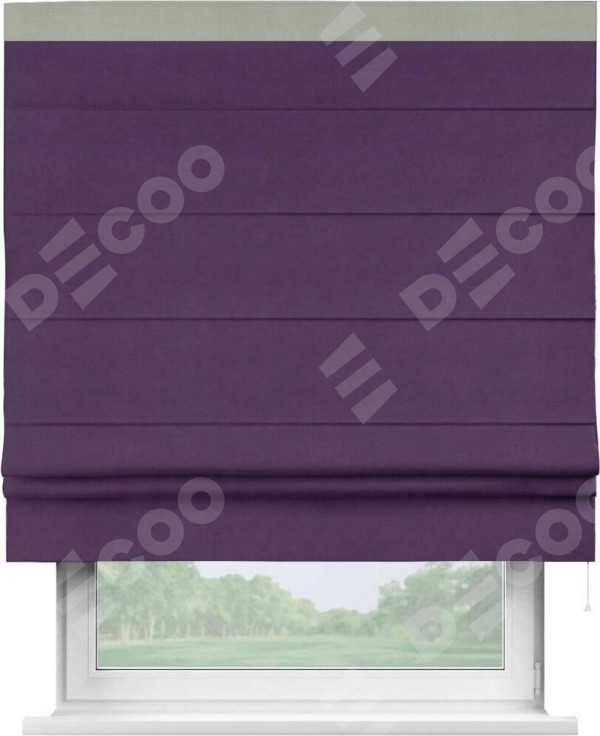 Римская штора «Кортин» с кантом Кинг, для проема, ткань вельвет темно-фиолетовый