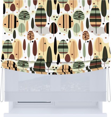 Римская штора «Кортин», день-ночь с мягкими складками, «Деревья в полоску»