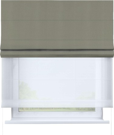 Римская штора «Кортин» день-ночь, ткань блэкаут однотонный, серо-зелёный