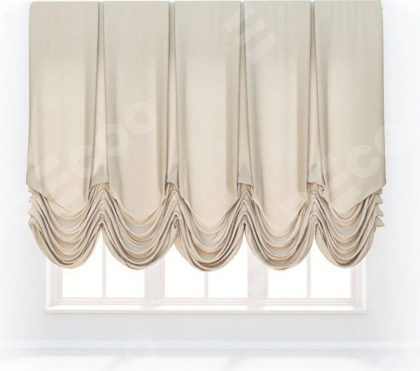 Австрийская штора «Кортин», ткань вельвет молочный