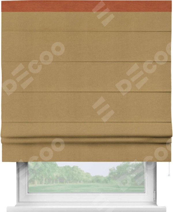 Римская штора «Кортин» с кантом Кинг, для проема, ткань вельвет горчица