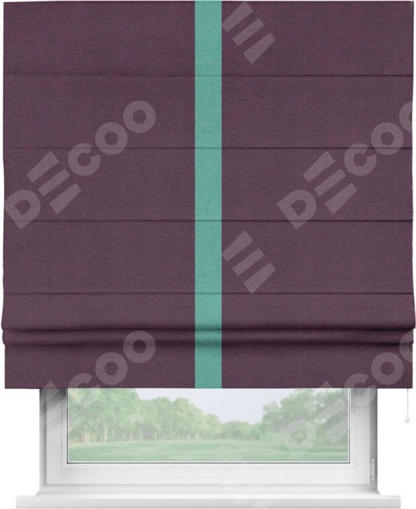 Римская штора «Кортин» с кантом Хайвэй, для проема, ткань лён димаут, фиолетовый