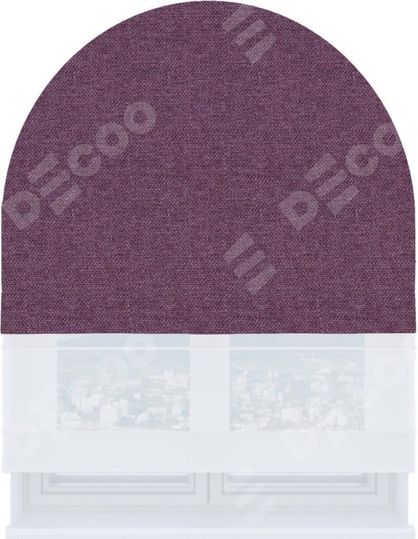 Римская штора «Кортин» день-ночь для арочного проёма, ткань лён димаут брусника