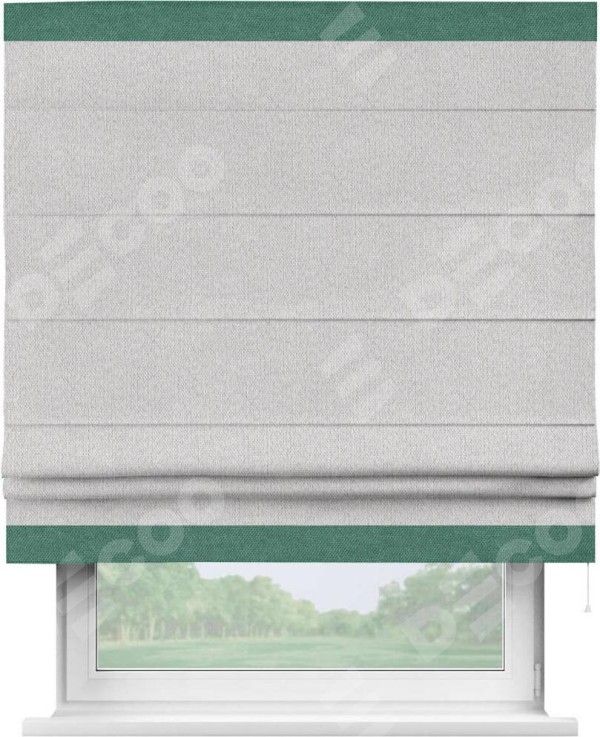 Римская штора «Кортин» с кантом Горизонт, для проема, лён димаут светло-бежевый