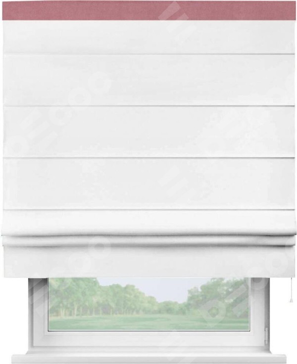 Римская штора «Кортин» с кантом Кинг, для проема, ткань вельвет белый