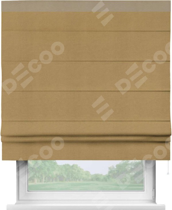 Римская штора «Кортин» с кантом Кинг, для проема, ткань вельвет горчица