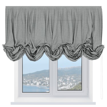 Австрийская штора «Кортин», ткань лён кашемир серый