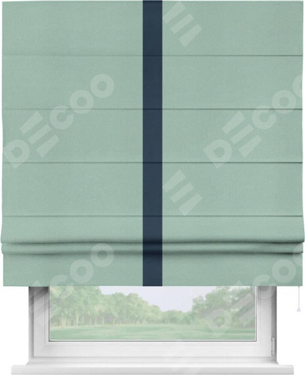 Римская штора «Кортин» с кантом Хайвэй, для проема, ткань блэкаут однотонный ментоловый