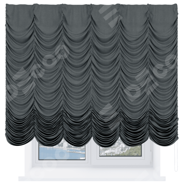 Французская штора «Кортин», вельвет тёмно-серый