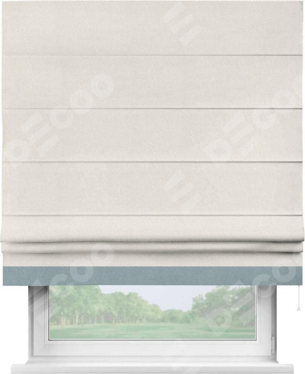 Римская штора «Кортин» с кантом Джестер, для проема, ткань блэкаут с блеском светло-серый