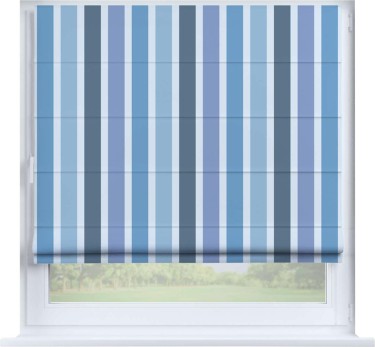 Римская штора «Кортин» на створку «Сине-голубые вертикальные полоски»