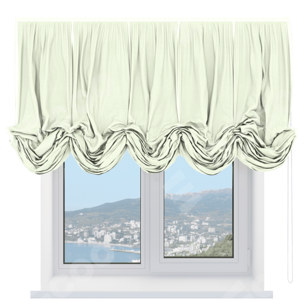 Австрийская штора «Кортин», ткань вельвет молочный