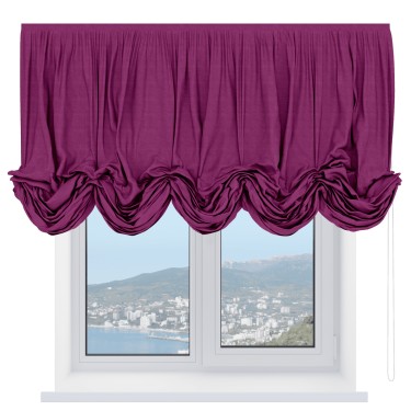 Австрийская штора «Кортин», ткань вельвет фиолетовый