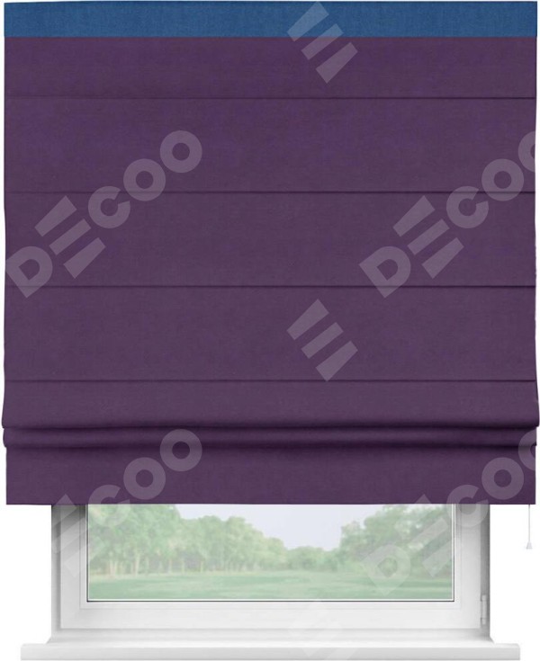 Римская штора «Кортин» с кантом Кинг, для проема, ткань вельвет темно-фиолетовый