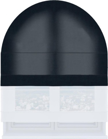 Римская штора «Кортин», канвас тёмно-синий, день-ночь для арочного проёма