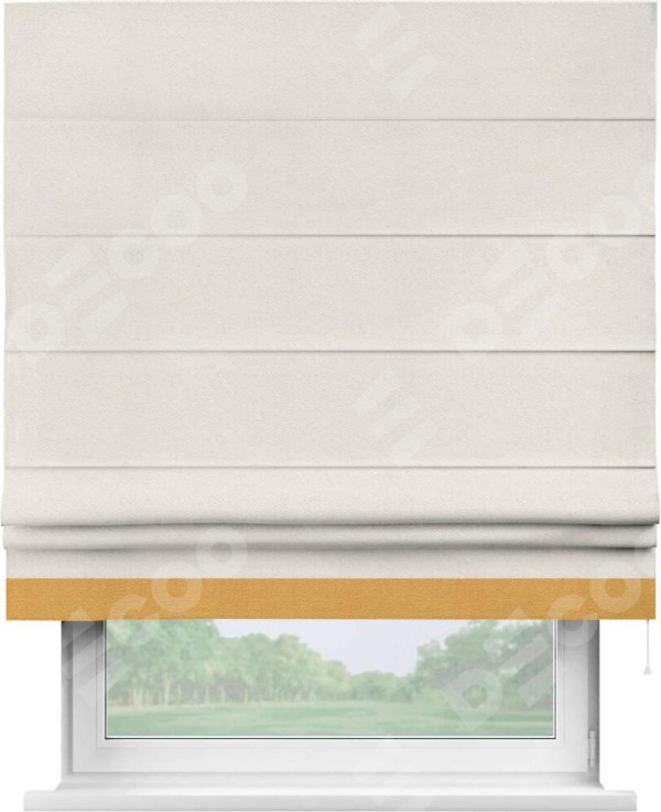 Римская штора «Кортин» с кантом Джестер, для проема, ткань блэкаут с блеском светло-серый