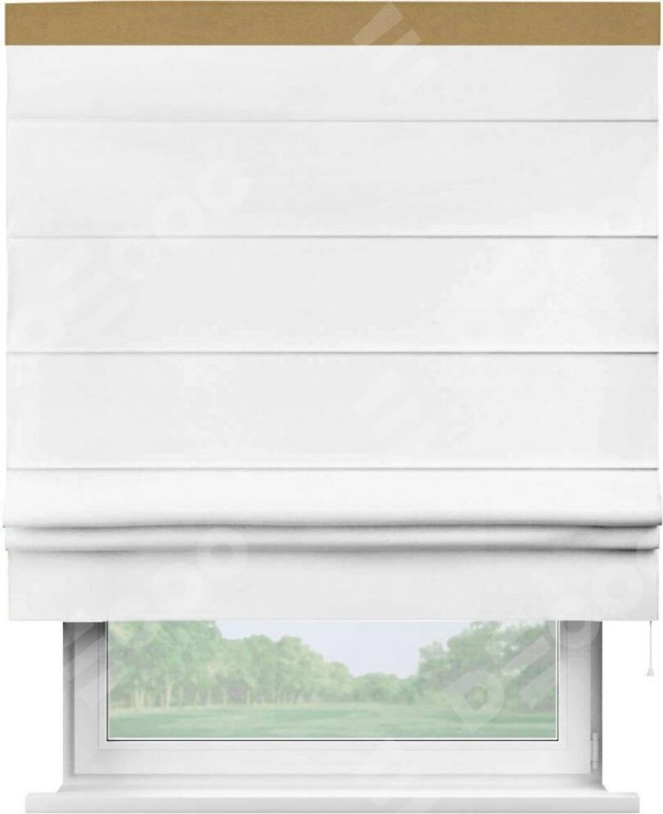 Римская штора «Кортин» с кантом Кинг, для проема, ткань вельвет белый