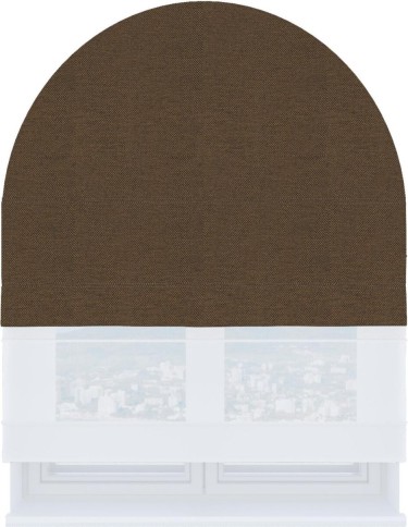 Римская штора «Кортин» день-ночь для арочного проёма, ткань лён димаут тёмно-коричневый