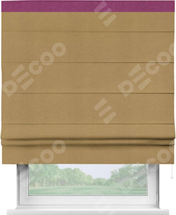 Римская штора «Кортин» с кантом Кинг, для проема, ткань вельвет горчица