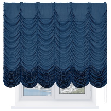 Французская штора «Cortin», лён синий