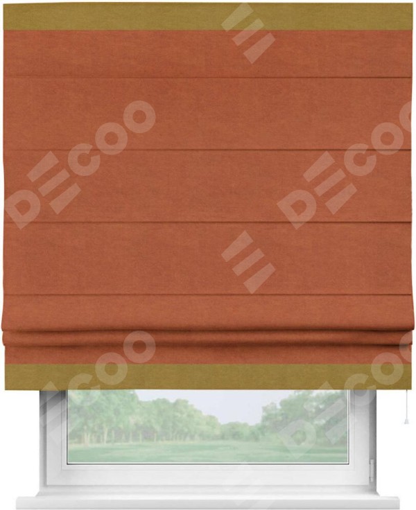 Римская штора «Кортин» с кантом Горизонт, для проема, ткань вельвет терракотовый
