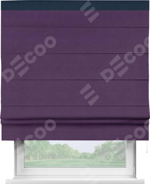 Римская штора «Кортин» с кантом Кинг, для проема, ткань вельвет темно-фиолетовый