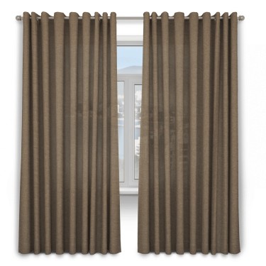 Шторы на люверсах ткань лён светло-коричневый