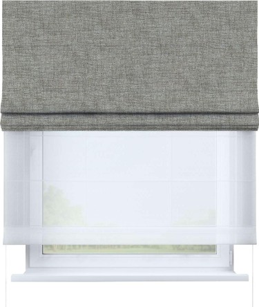 Римская штора «Кортин», рогожка димаут серый дуб, день-ночь