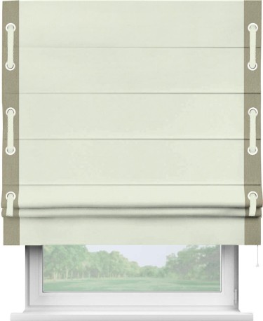 Римская штора «Кортин» для проема, канвас сливочный, с кантом Стрим Дуо (люверсы с пояском)