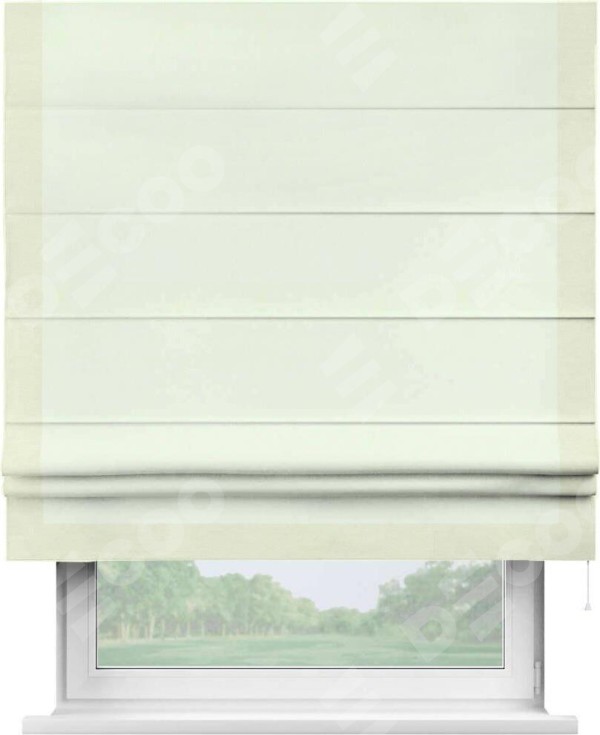 Римская штора «Кортин» с кантом Виктория, для проема, ткань вельвет кремовый