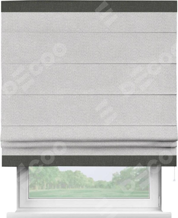 Римская штора «Кортин» с кантом Горизонт, для проема, лён димаут светло-бежевый