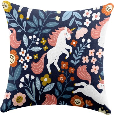 Подушка квадратная Cortin «Цветы и единороги»