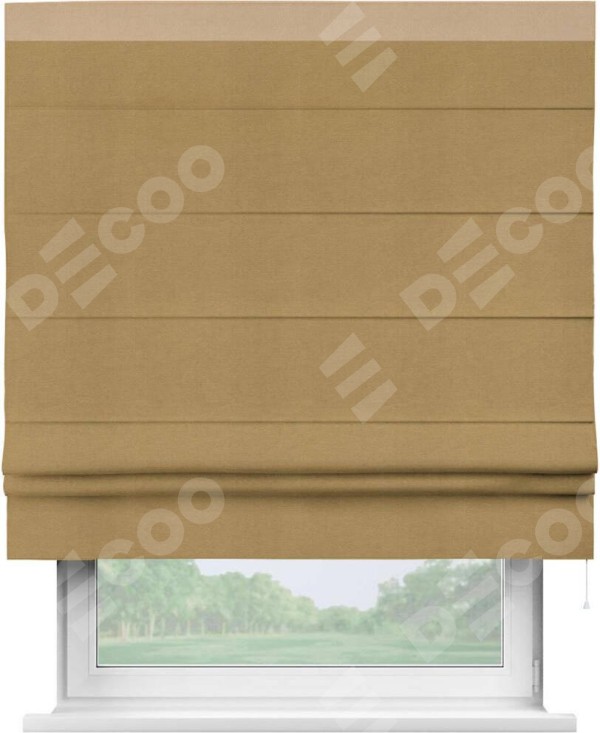 Римская штора «Кортин» с кантом Кинг, для проема, ткань вельвет горчица